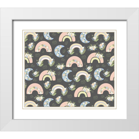 Rainbow Pattern White Modern Wood Framed Art Print with Double Matting by ND Art