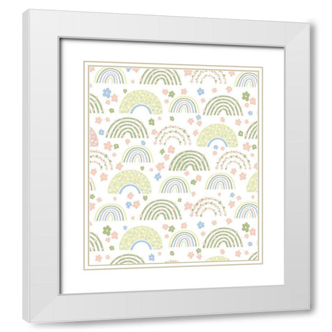 Rainbow Pattern II White Modern Wood Framed Art Print with Double Matting by ND Art