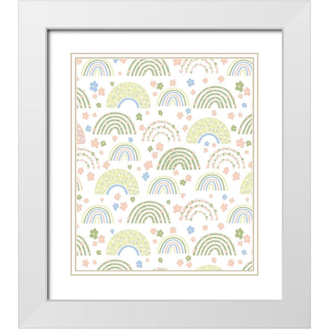 Rainbow Pattern II White Modern Wood Framed Art Print with Double Matting by ND Art