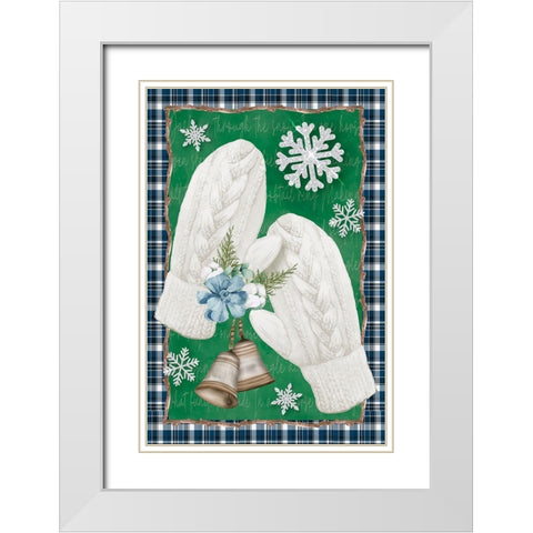 Mittens White Modern Wood Framed Art Print with Double Matting by ND Art