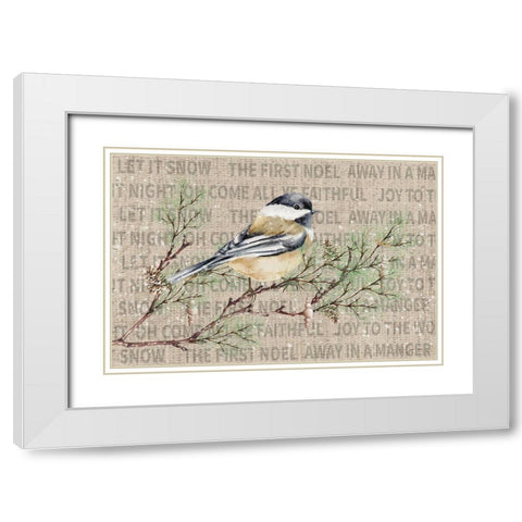 Winter Chickadee II White Modern Wood Framed Art Print with Double Matting by ND Art