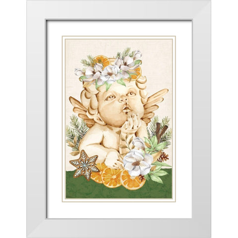 Wassail Angel White Modern Wood Framed Art Print with Double Matting by ND Art