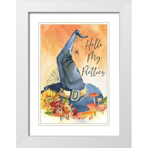 Hello My Pretties White Modern Wood Framed Art Print with Double Matting by ND Art