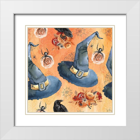 Witch Pattern White Modern Wood Framed Art Print with Double Matting by ND Art