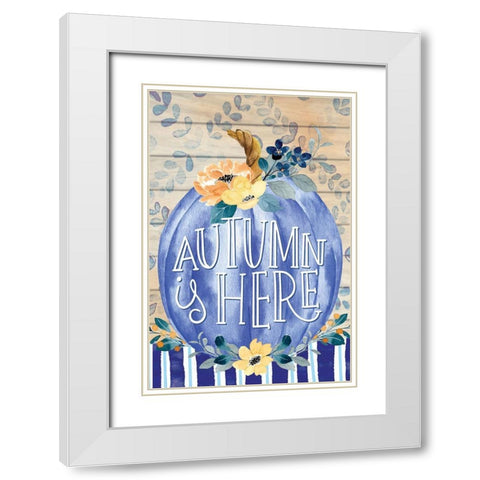 Autumn is Here White Modern Wood Framed Art Print with Double Matting by ND Art