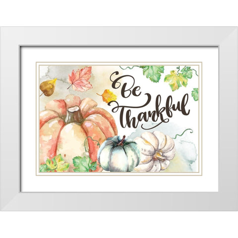 Be Thankful White Modern Wood Framed Art Print with Double Matting by ND Art