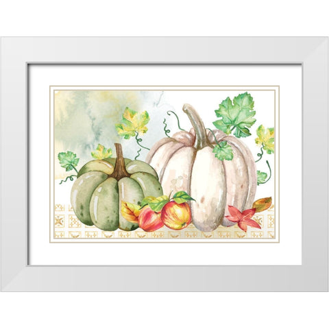 Fall Pumpkins White Modern Wood Framed Art Print with Double Matting by ND Art