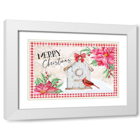 Merry Christmas White Modern Wood Framed Art Print with Double Matting by ND Art