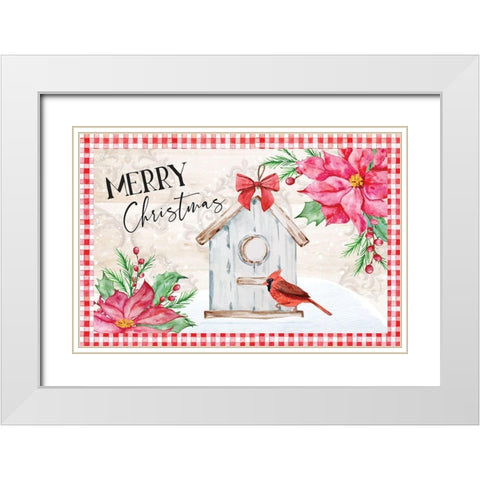 Merry Christmas White Modern Wood Framed Art Print with Double Matting by ND Art
