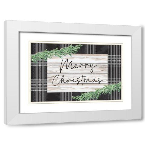 Merry Christmas White Modern Wood Framed Art Print with Double Matting by ND Art