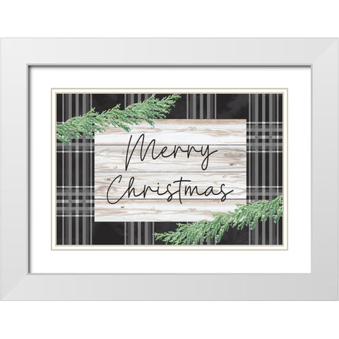 Merry Christmas White Modern Wood Framed Art Print with Double Matting by ND Art