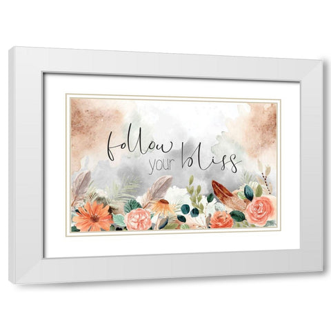 Follow Your Bliss White Modern Wood Framed Art Print with Double Matting by ND Art