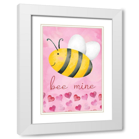 Bee Mine White Modern Wood Framed Art Print with Double Matting by ND Art