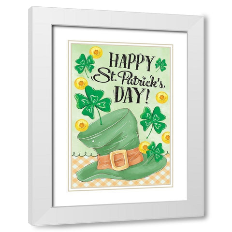 Leprechaun Hat White Modern Wood Framed Art Print with Double Matting by ND Art