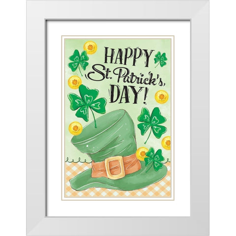 Leprechaun Hat White Modern Wood Framed Art Print with Double Matting by ND Art