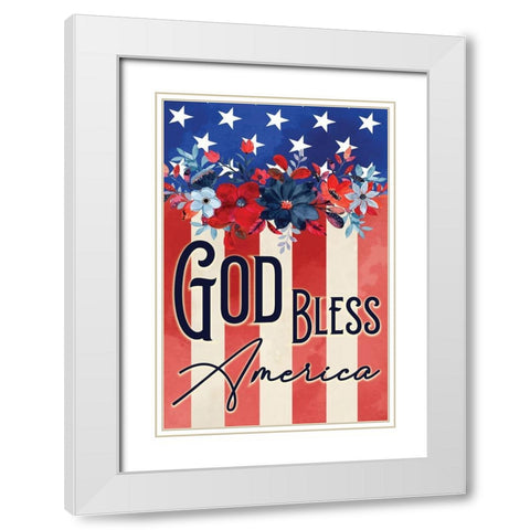 God Bless America White Modern Wood Framed Art Print with Double Matting by ND Art