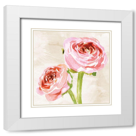 Bashful II White Modern Wood Framed Art Print with Double Matting by ND Art