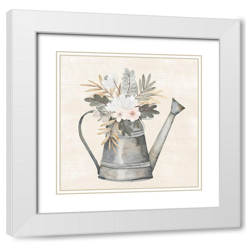 Garden Floral White Modern Wood Framed Art Print with Double Matting by ND Art