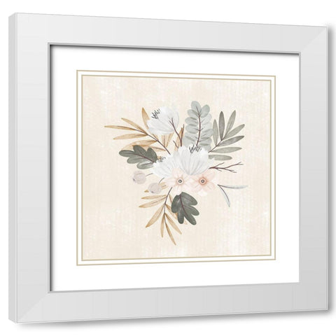 Garden Floral II White Modern Wood Framed Art Print with Double Matting by ND Art