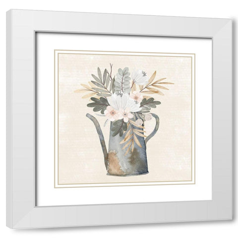 Garden Floral III White Modern Wood Framed Art Print with Double Matting by ND Art