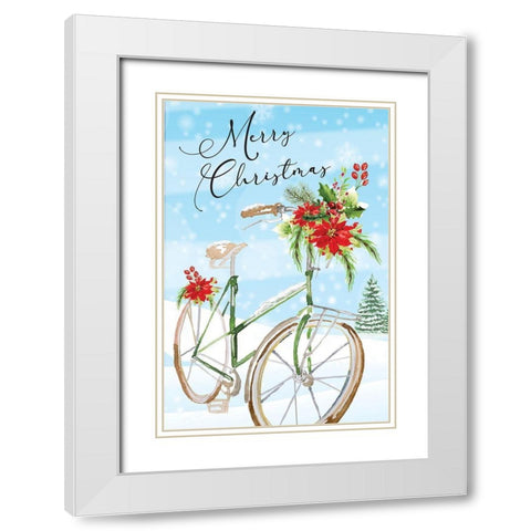 Merry Christmas White Modern Wood Framed Art Print with Double Matting by ND Art