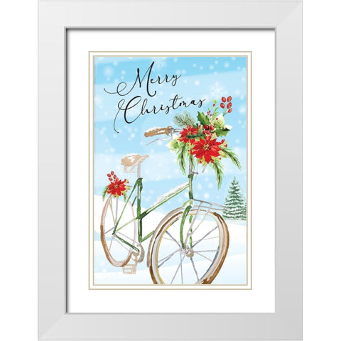 Merry Christmas White Modern Wood Framed Art Print with Double Matting by ND Art