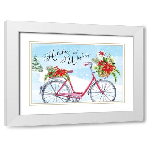 Holiday Wishes White Modern Wood Framed Art Print with Double Matting by ND Art