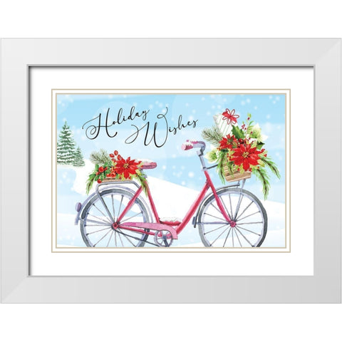 Holiday Wishes White Modern Wood Framed Art Print with Double Matting by ND Art