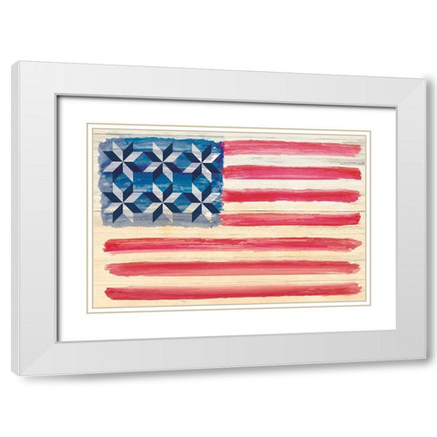 American Flag White Modern Wood Framed Art Print with Double Matting by ND Art