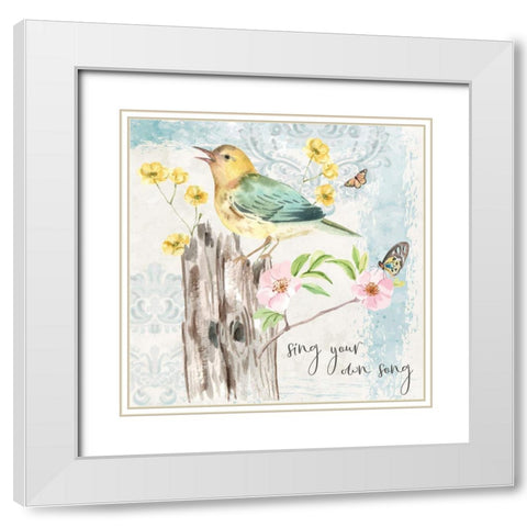 Sing Your Own Song White Modern Wood Framed Art Print with Double Matting by ND Art