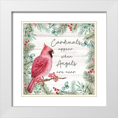 Cardinals Appear White Modern Wood Framed Art Print with Double Matting by ND Art