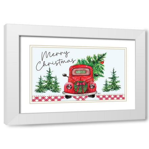 Merry Christmas White Modern Wood Framed Art Print with Double Matting by ND Art