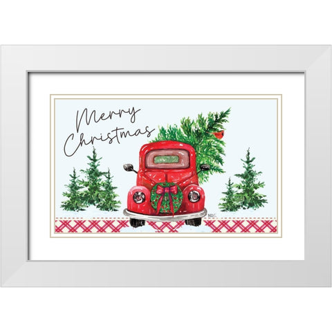 Merry Christmas White Modern Wood Framed Art Print with Double Matting by ND Art