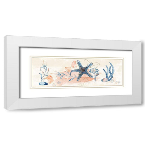 Ocean Blue White Modern Wood Framed Art Print with Double Matting by ND Art