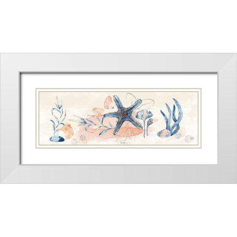 Ocean Blue White Modern Wood Framed Art Print with Double Matting by ND Art