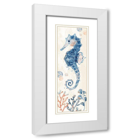 Seahorse White Modern Wood Framed Art Print with Double Matting by ND Art