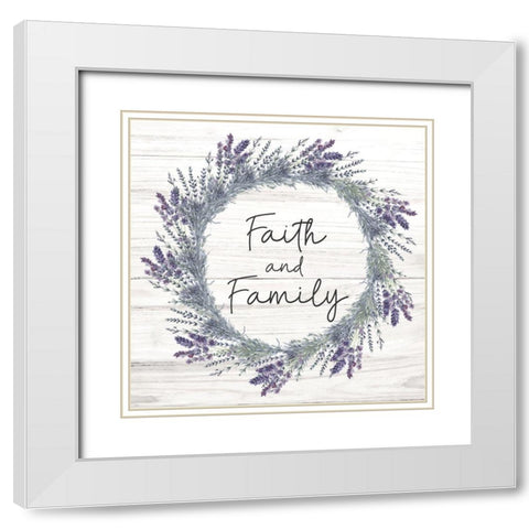 Faith and Family White Modern Wood Framed Art Print with Double Matting by ND Art