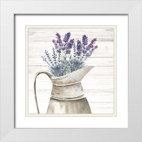 Fresh Lavender White Modern Wood Framed Art Print with Double Matting by ND Art