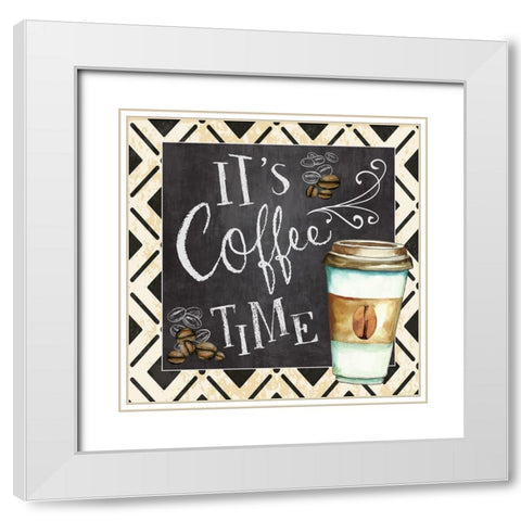 Coffee Time White Modern Wood Framed Art Print with Double Matting by ND Art