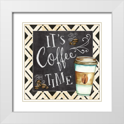 Coffee Time White Modern Wood Framed Art Print with Double Matting by ND Art