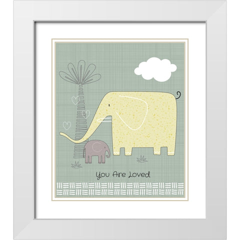 Loved Elephant White Modern Wood Framed Art Print with Double Matting by ND Art