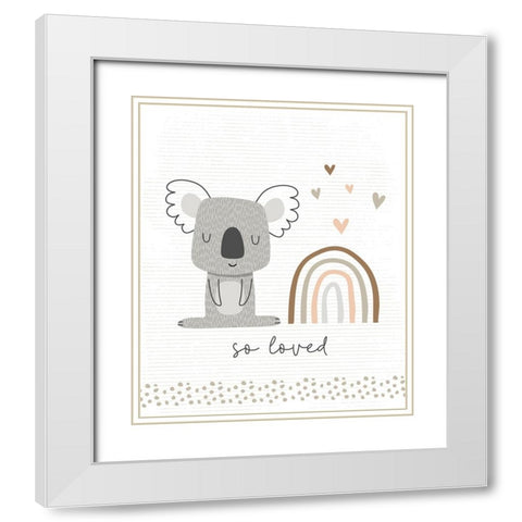 So Loved Koala White Modern Wood Framed Art Print with Double Matting by ND Art