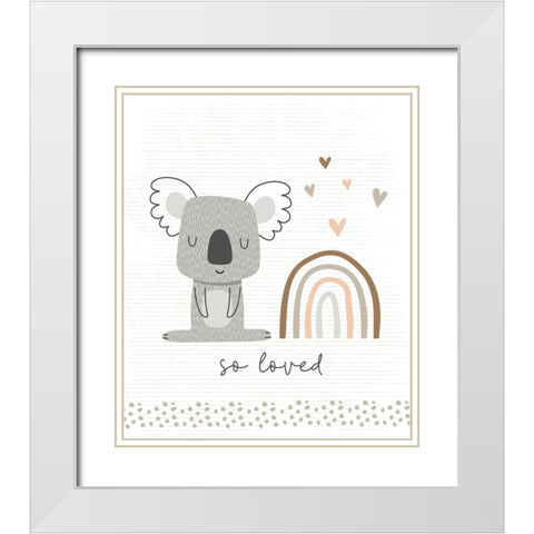 So Loved Koala White Modern Wood Framed Art Print with Double Matting by ND Art