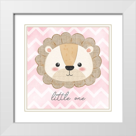 Little One Lion White Modern Wood Framed Art Print with Double Matting by ND Art