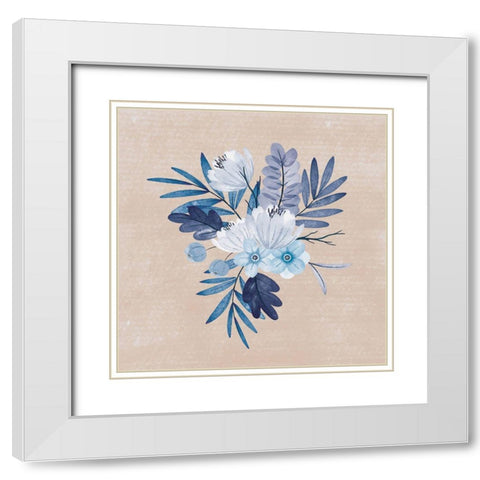 My Blue Floral II White Modern Wood Framed Art Print with Double Matting by ND Art