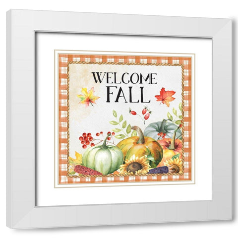 Welcome Fall White Modern Wood Framed Art Print with Double Matting by ND Art