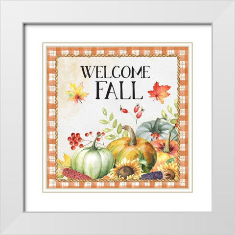 Welcome Fall White Modern Wood Framed Art Print with Double Matting by ND Art