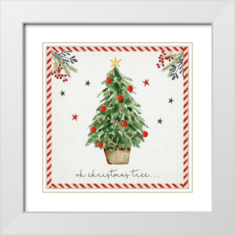 Oh Christmas Tree White Modern Wood Framed Art Print with Double Matting by ND Art