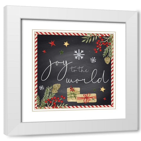 Joy to the World White Modern Wood Framed Art Print with Double Matting by ND Art