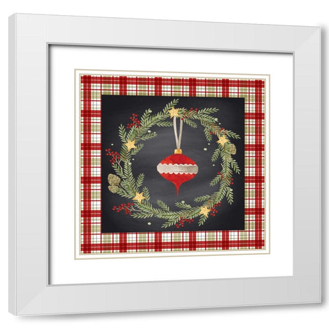 Christmas Ornament White Modern Wood Framed Art Print with Double Matting by ND Art